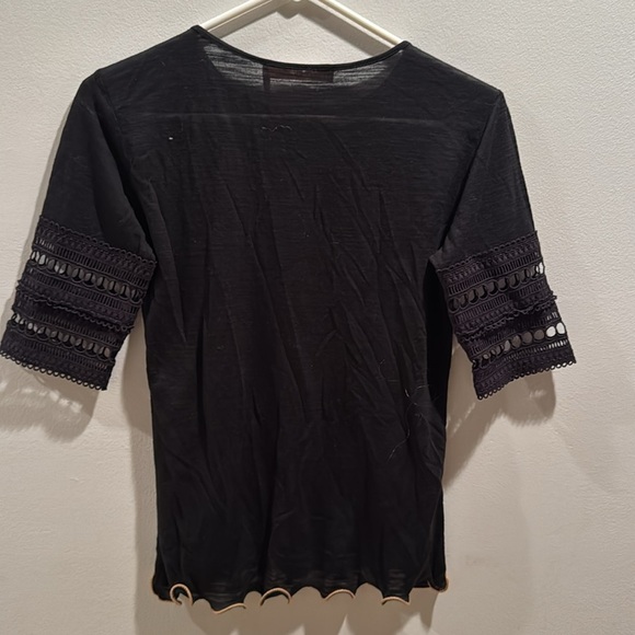 See By Chloe Dark Navy Blue embroidered sleeves Top Small - Picture 6 of 7